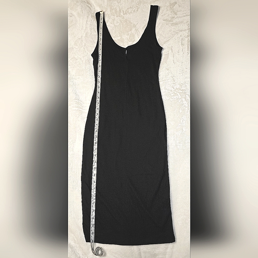 Black Ribbed Midi Dress Size S